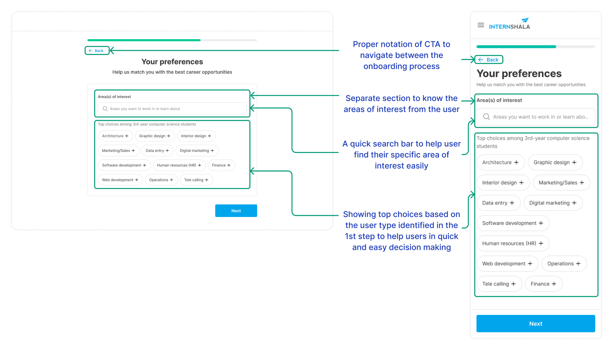 Your preferences — areas of interest