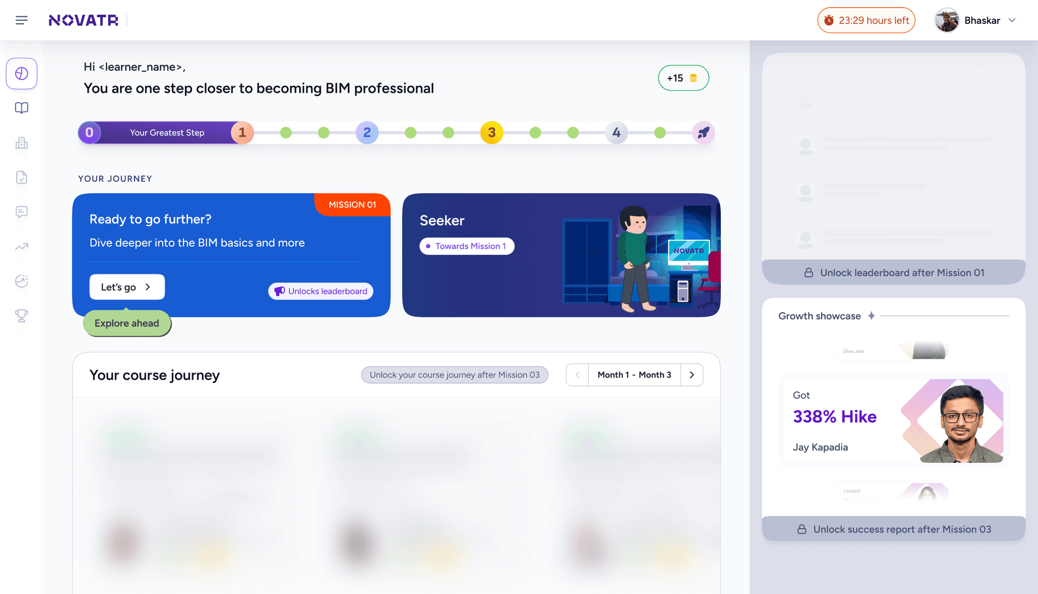 Open LMS milestone-based journey