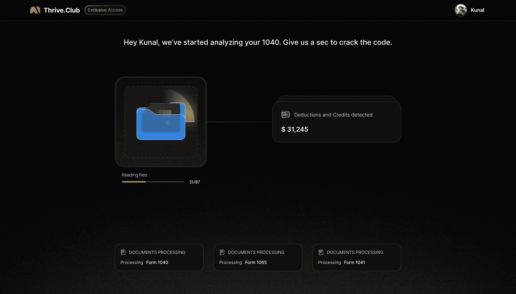 Representative screen of the live processing UI